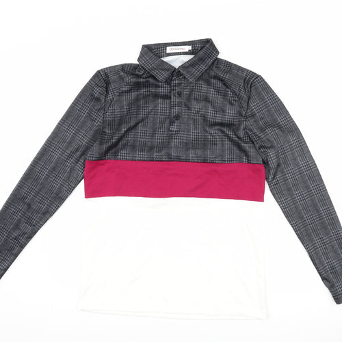 Order Plus Mens Grey Houndstooth   Polo Size S