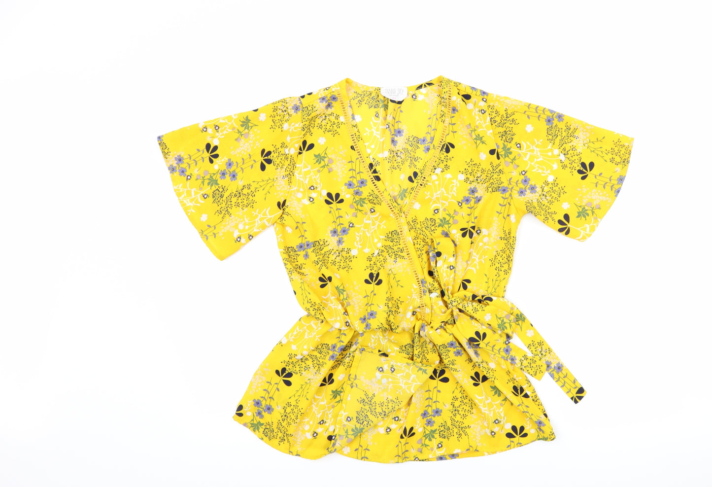 Sienna Sky Womens Yellow Floral  Basic Blouse Size XS