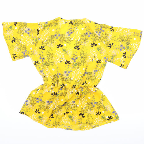 Sienna Sky Womens Yellow Floral  Basic Blouse Size XS