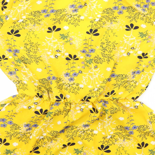 Sienna Sky Womens Yellow Floral  Basic Blouse Size XS