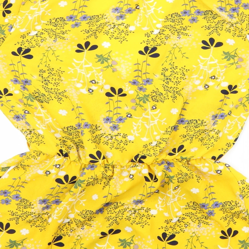 Sienna Sky Womens Yellow Floral  Basic Blouse Size XS