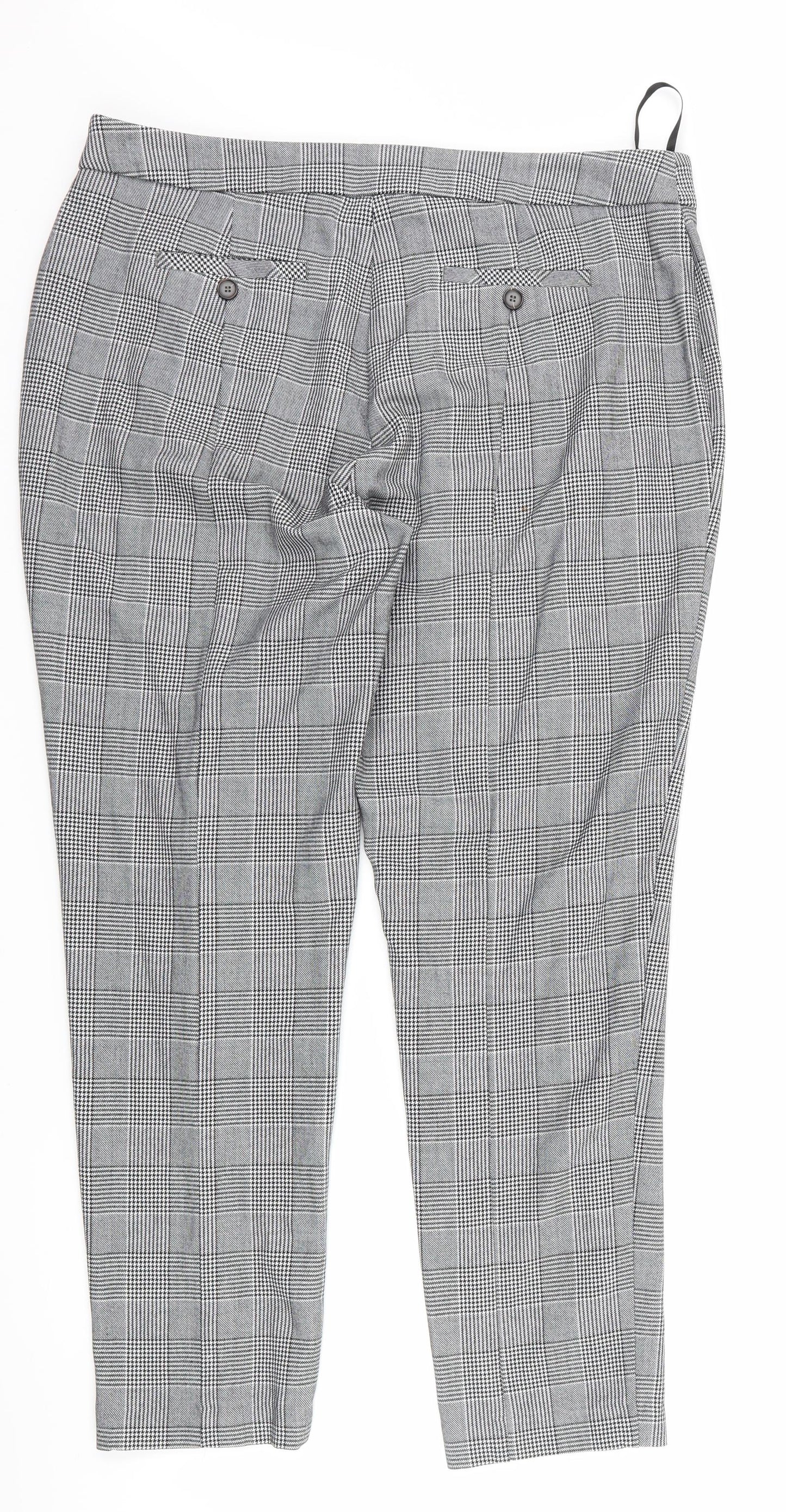 F&F Womens Grey Houndstooth  Trousers  Size 14 L28 in