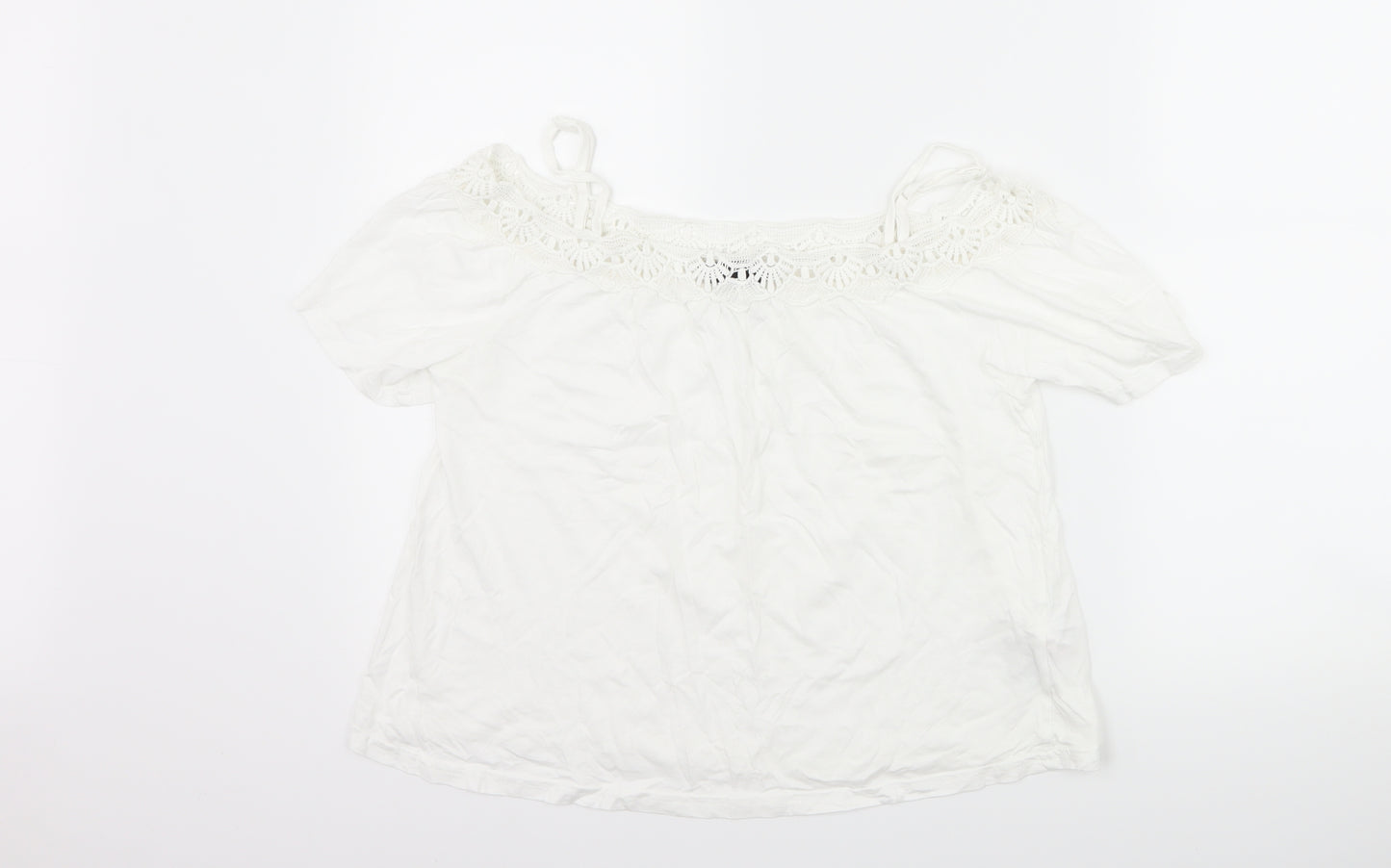 New Look Womens White   Basic T-Shirt Size 6  - Cut Out Shoulder