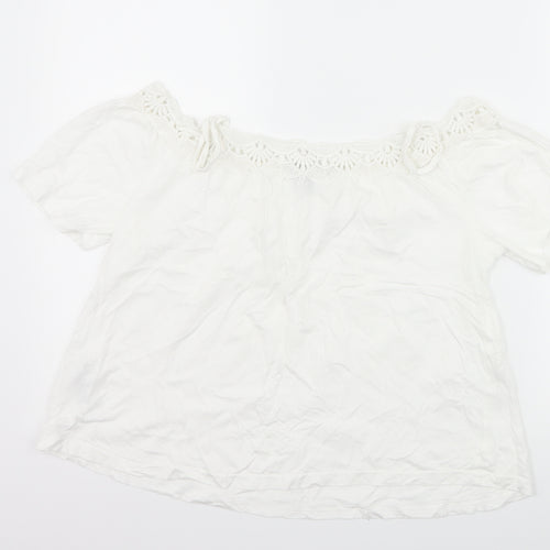 New Look Womens White   Basic T-Shirt Size 6  - Cut Out Shoulder