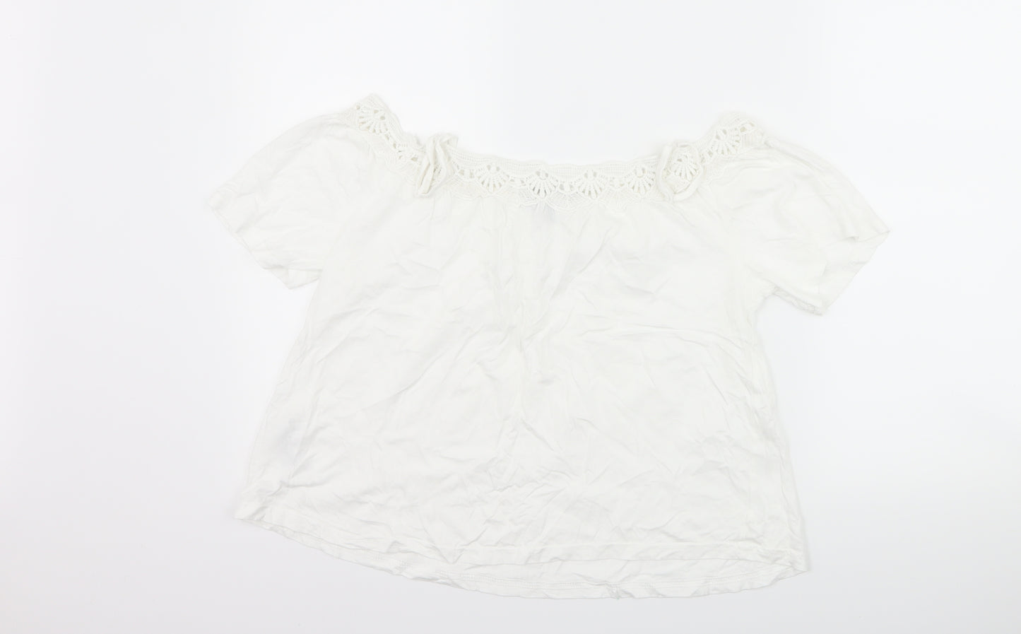 New Look Womens White   Basic T-Shirt Size 6  - Cut Out Shoulder