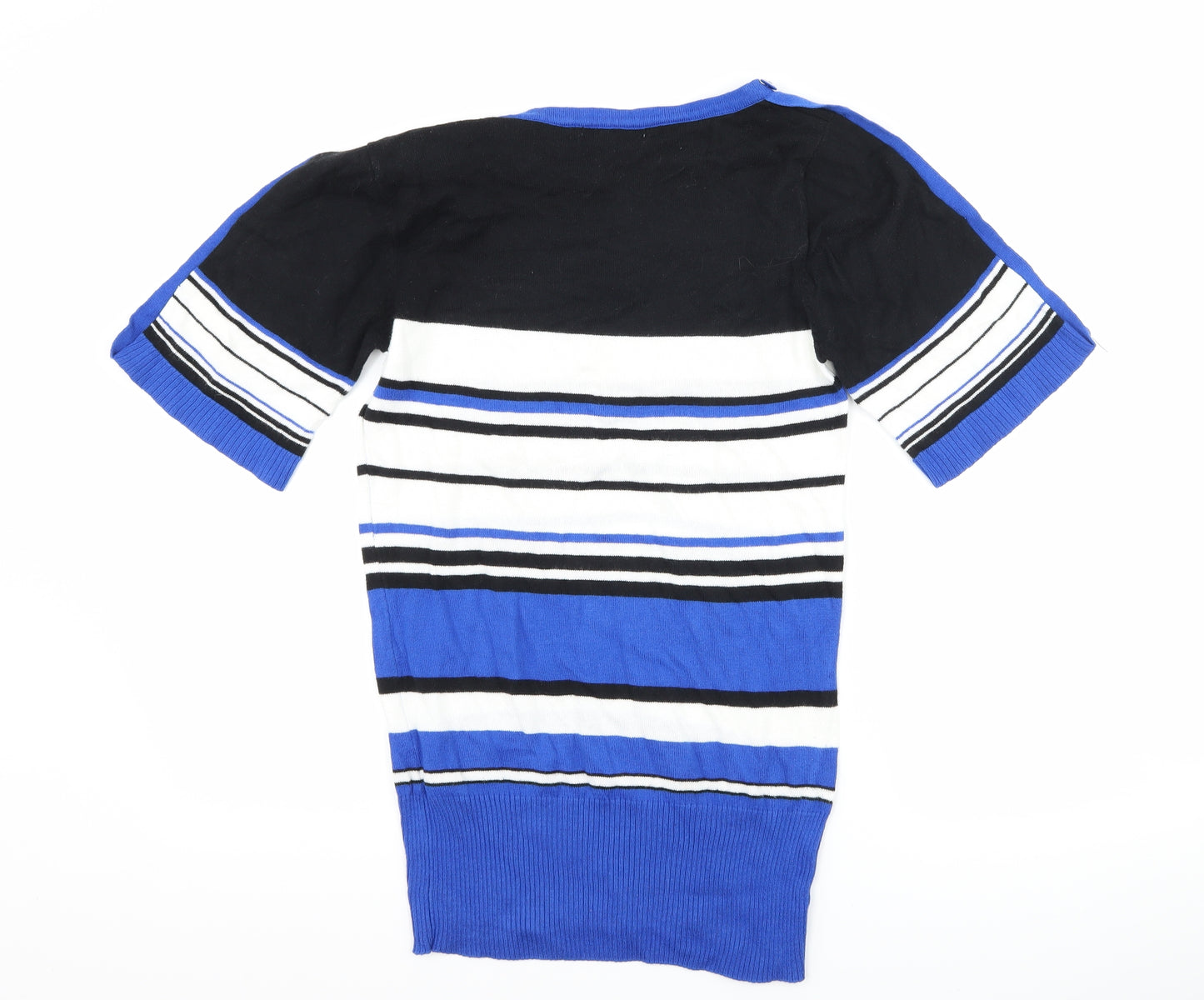 Peacocks Womens Blue Striped  Basic T-Shirt Size 8