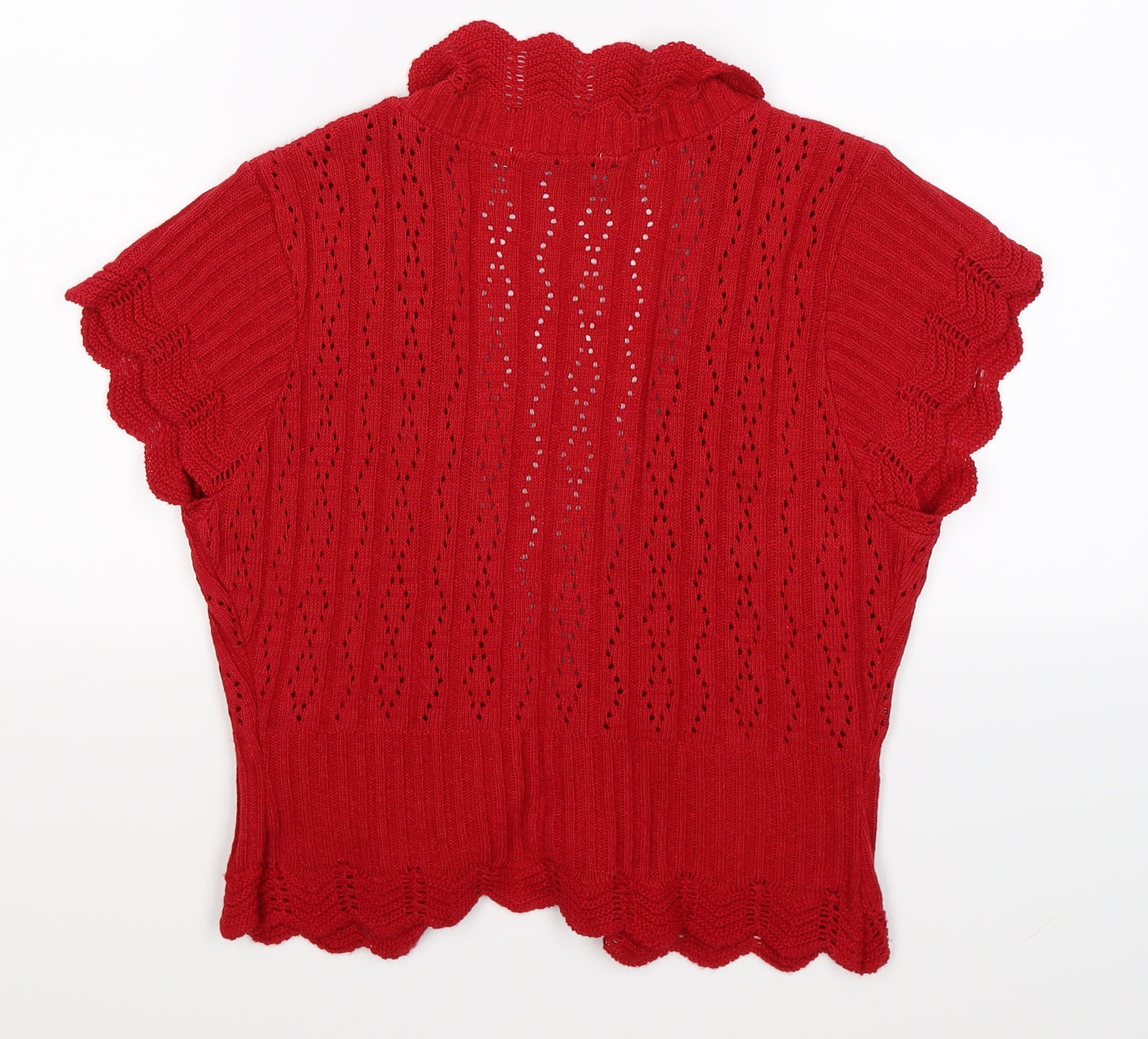 M&Co Womens Red  Crochet Cardigan Jumper Size M