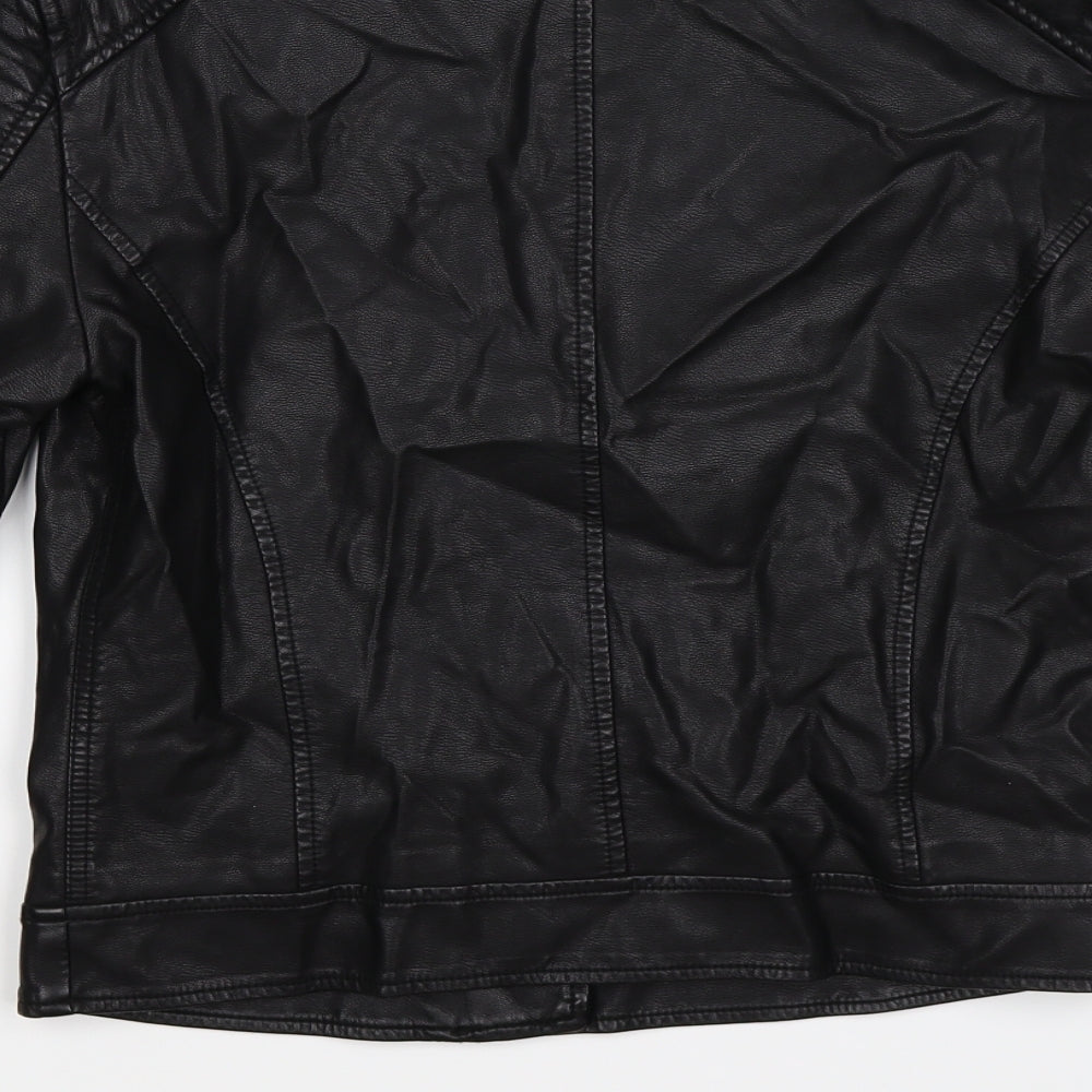 Topshop Womens Black   Biker Jacket Size 10  - faux leather
