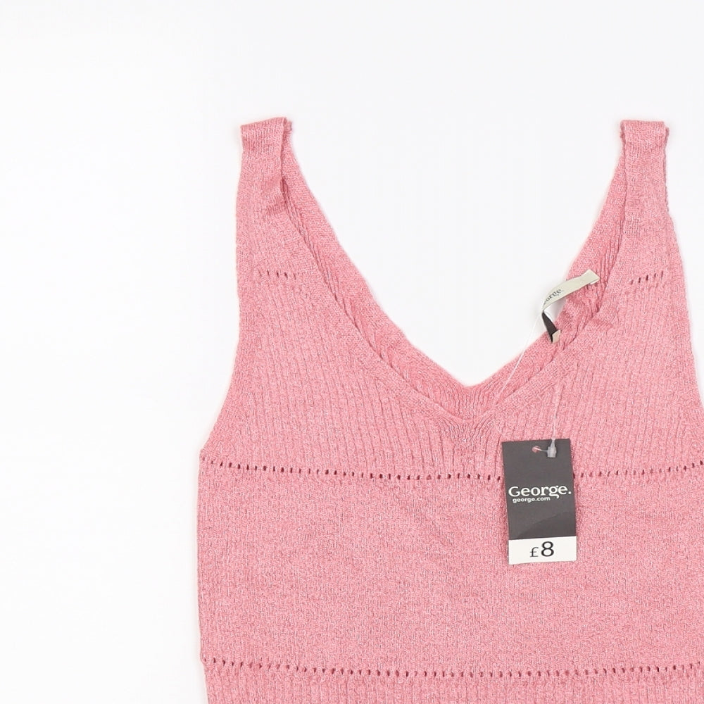 George Womens Pink  Knit Tunic Tank Size 10