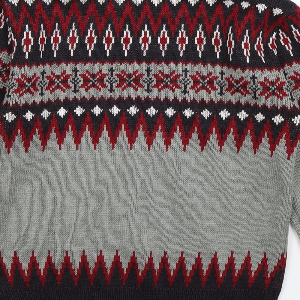 POP Mens Grey Argyle/Diamond Knit Pullover Jumper Size XS