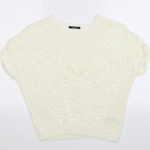 George Womens Beige Floral Knit Pullover Jumper Size M  - open front