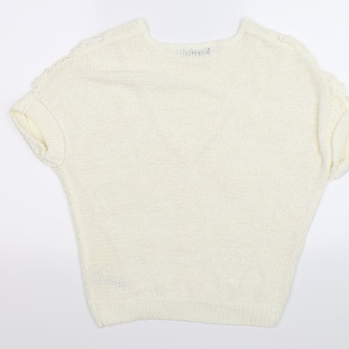 George Womens Beige Floral Knit Pullover Jumper Size M  - open front