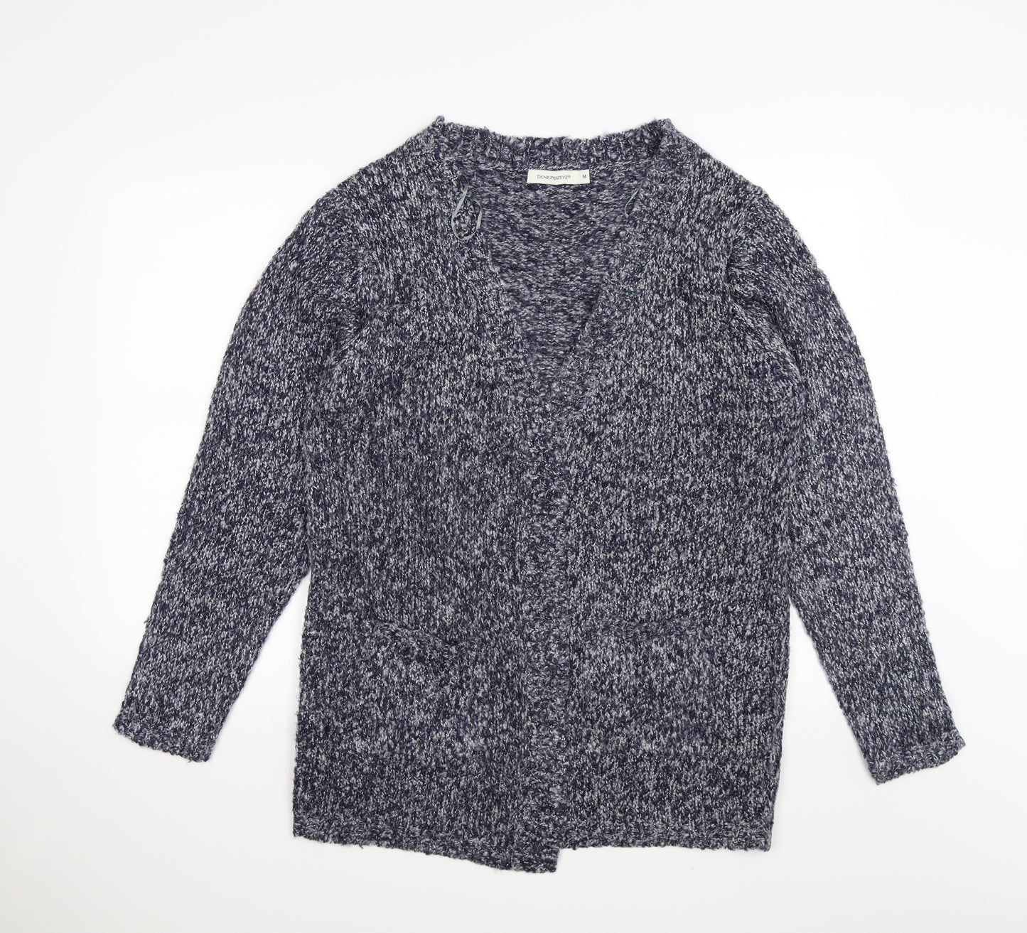 THINK POSITIVE Womens Blue  Knit Cardigan Jumper Size M