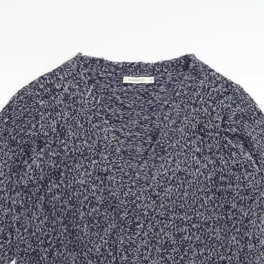 THINK POSITIVE Womens Blue  Knit Cardigan Jumper Size M