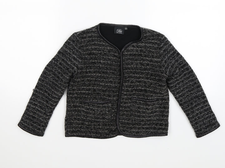 SOPHIE SCHNOOR Girls Grey Striped Cardigan Jumper Size 9 Years