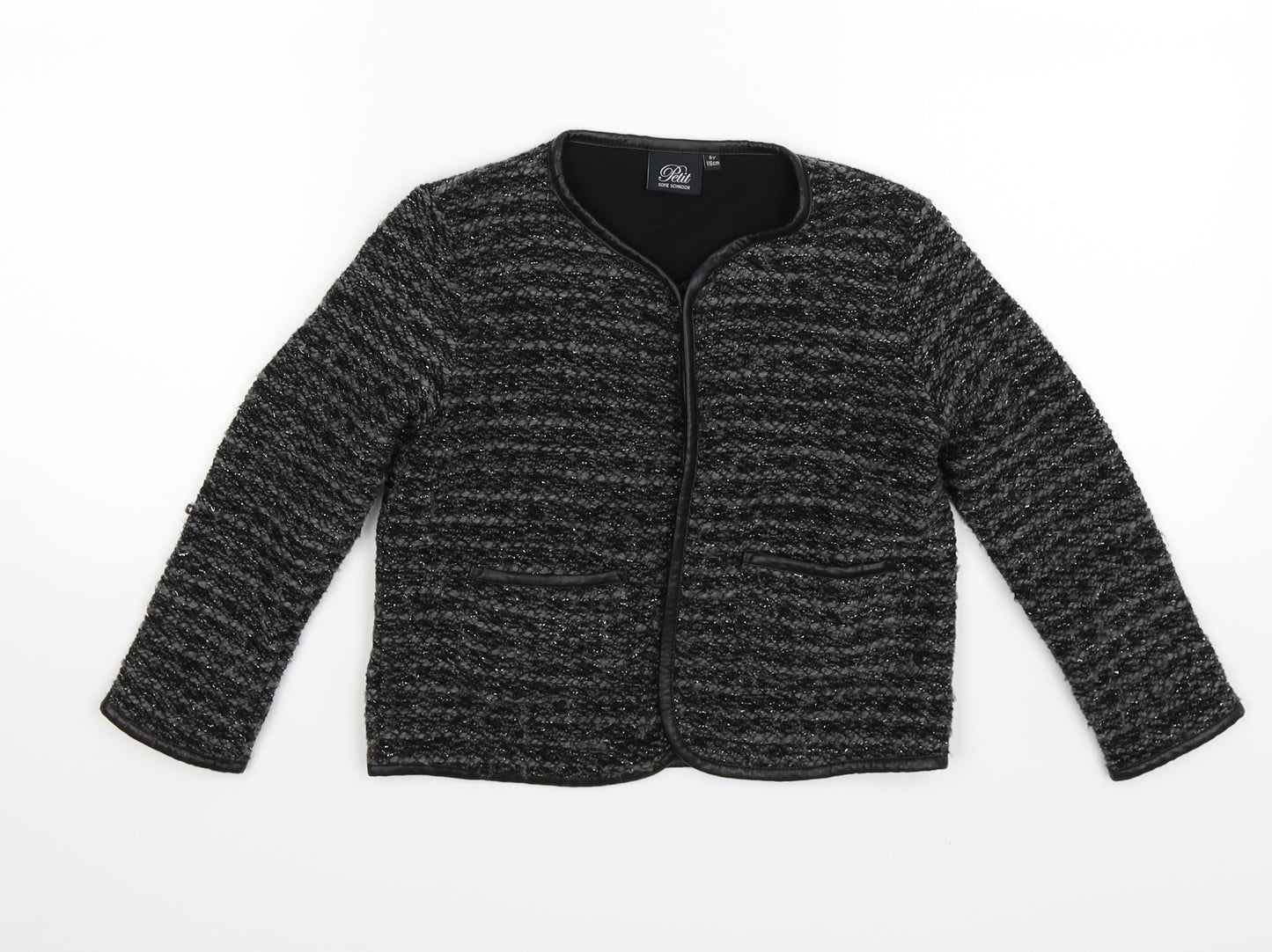 SOPHIE SCHNOOR Girls Grey Striped  Cardigan Jumper Size 9 Years