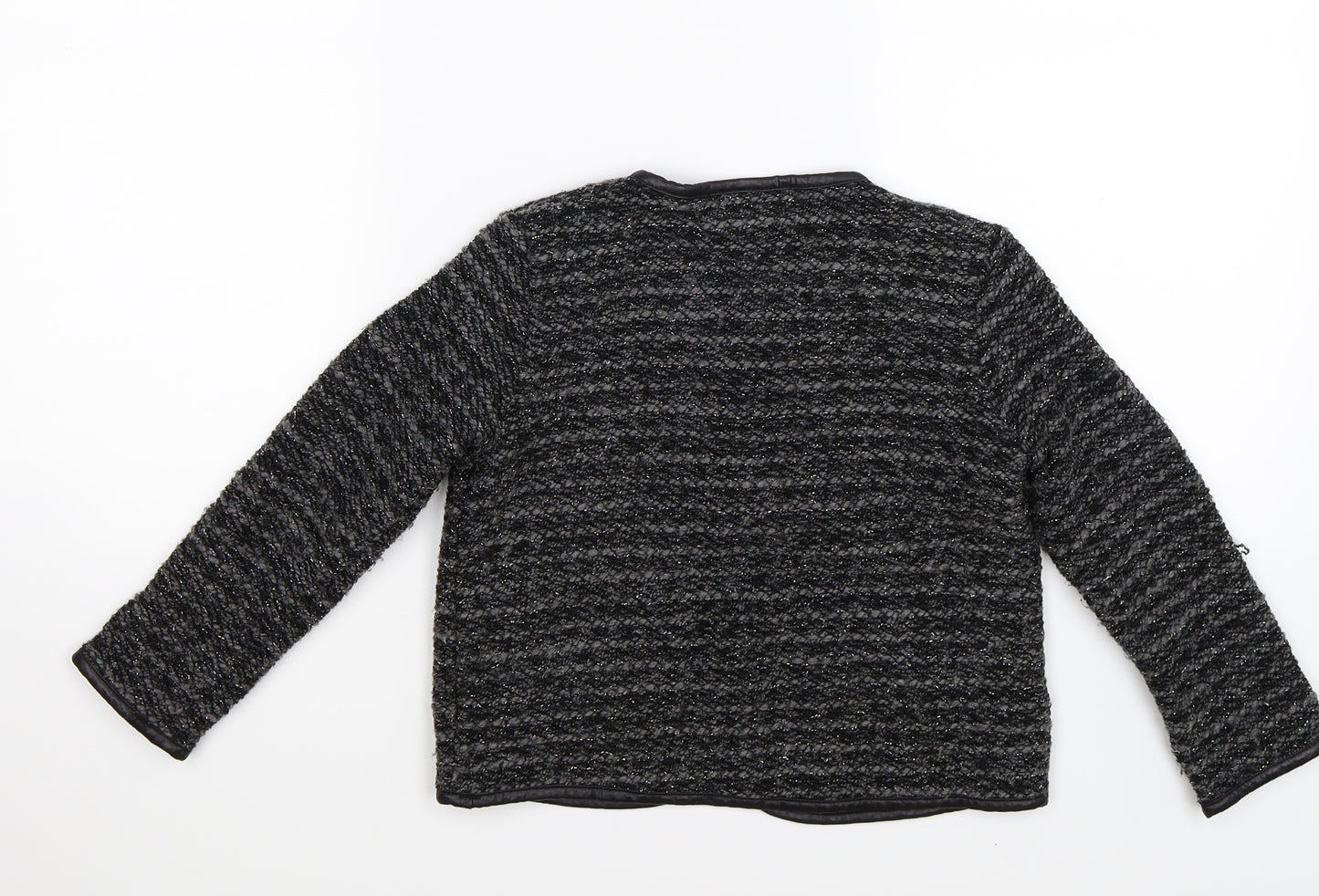 SOPHIE SCHNOOR Girls Grey Striped  Cardigan Jumper Size 9 Years