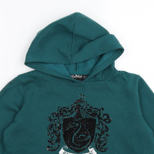 Harry Potter Girls Green   Pullover Hoodie Size 11-12 Years  - SLYHERIN