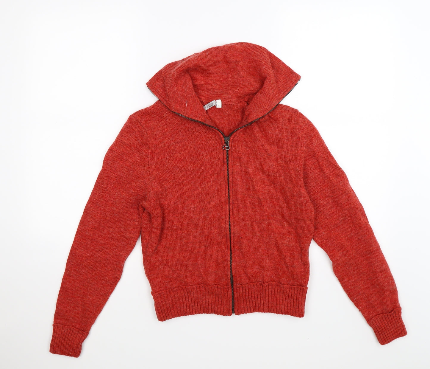 ESISTO Womens Orange  Knit Full Zip Jumper Size M