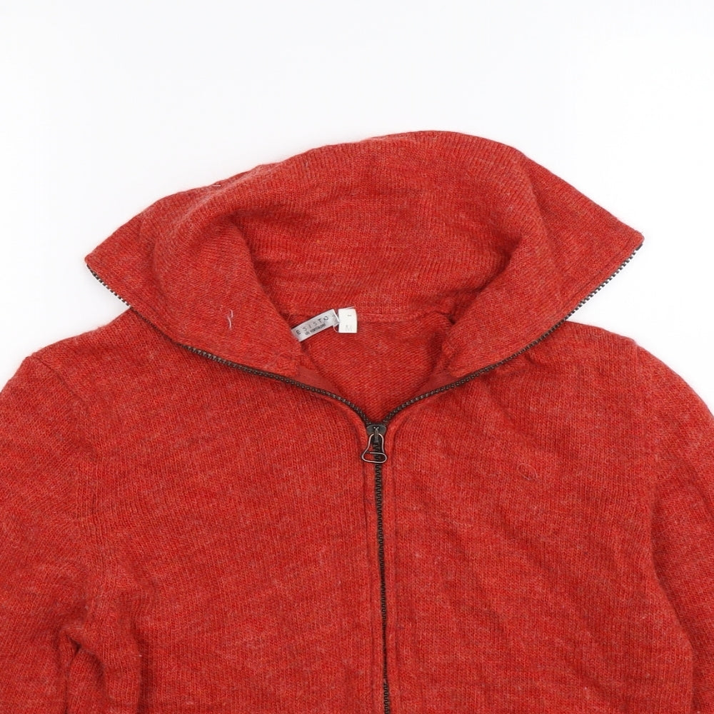 ESISTO Womens Orange  Knit Full Zip Jumper Size M