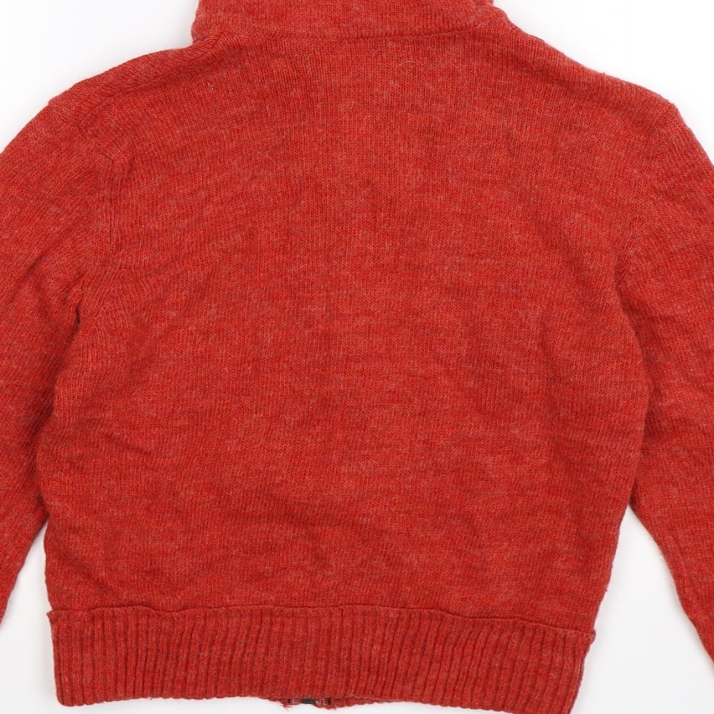 ESISTO Womens Orange  Knit Full Zip Jumper Size M