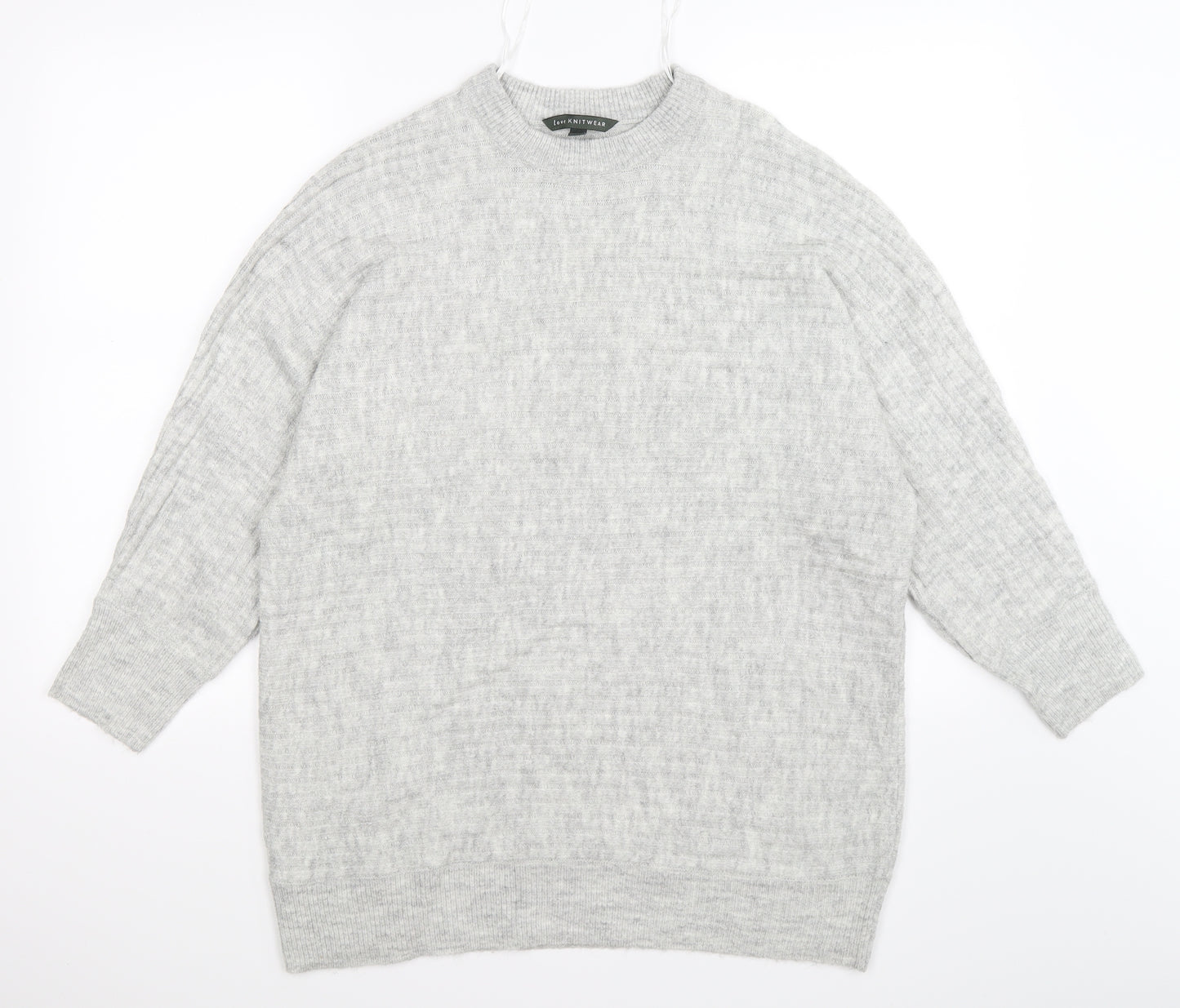 love knitwear Womens Grey Striped Knit Pullover Jumper Size 16