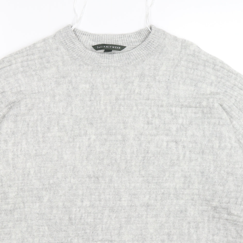 love knitwear Womens Grey Striped Knit Pullover Jumper Size 16