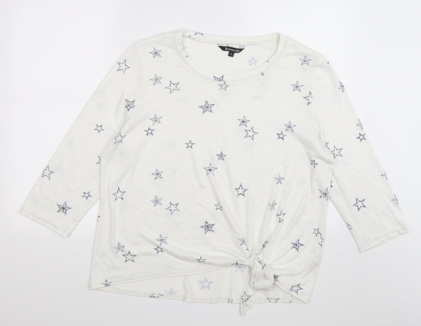 Bonmarché Womens White  Knit Pullover Jumper Size 18  - stars
