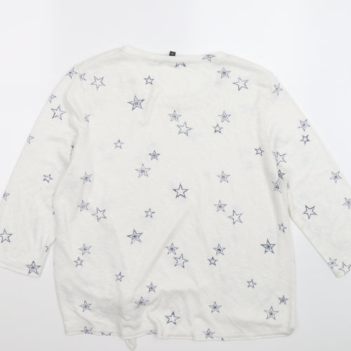 Bonmarché Womens White  Knit Pullover Jumper Size 18  - stars