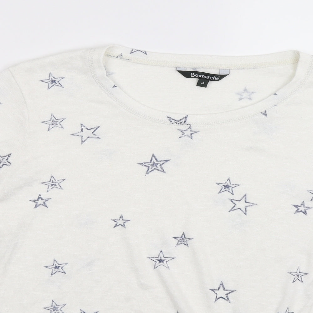 Bonmarché Womens White  Knit Pullover Jumper Size 18  - stars