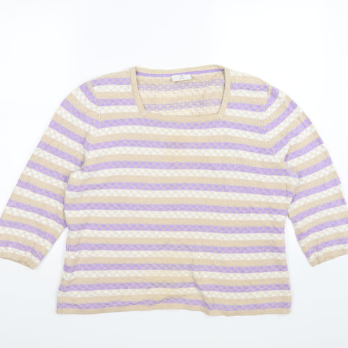 CC Womens Purple Striped Knit Pullover Jumper Size 20