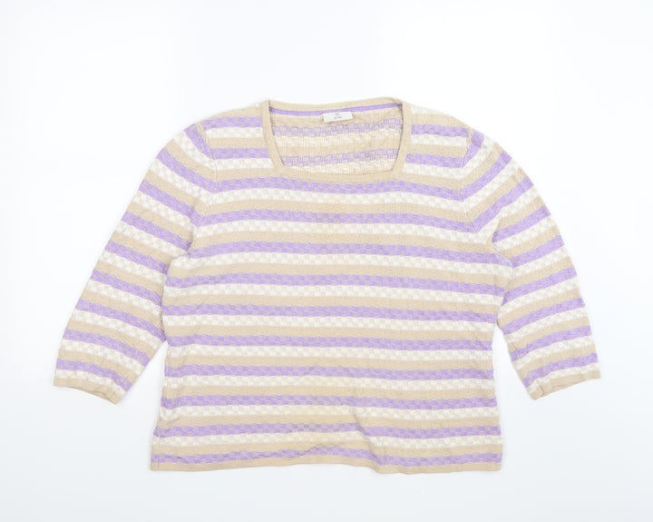 CC Womens Purple Striped Knit Pullover Jumper Size 20