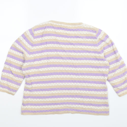CC Womens Purple Striped Knit Pullover Jumper Size 20