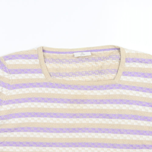 CC Womens Purple Striped Knit Pullover Jumper Size 20