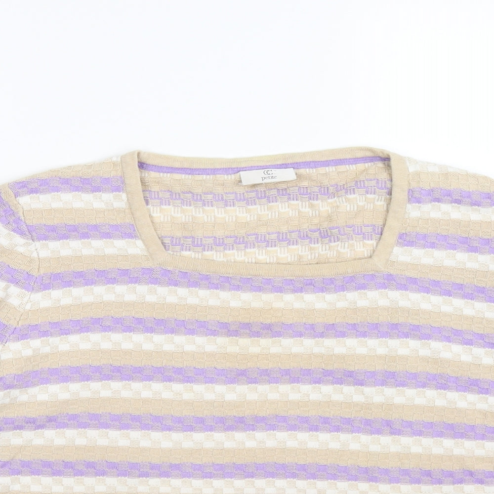 CC Womens Purple Striped Knit Pullover Jumper Size 20