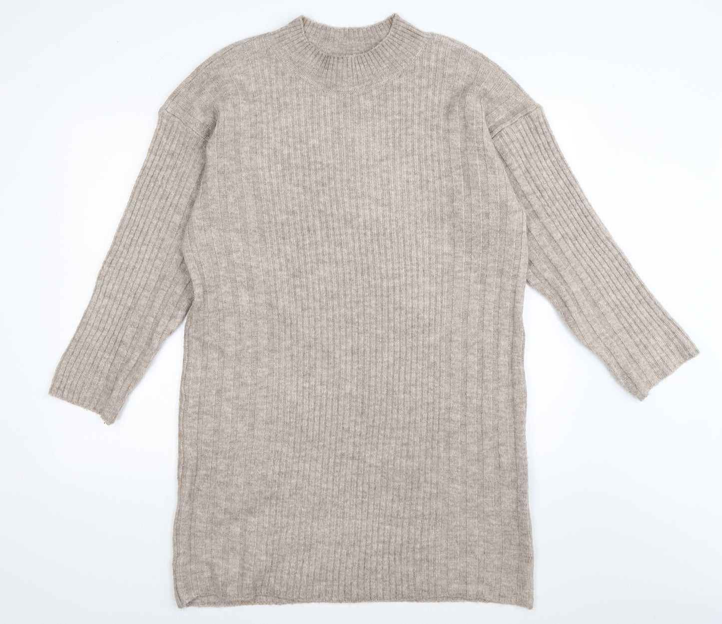 Topshop Womens Brown Striped Knit Jumper Dress  Size M