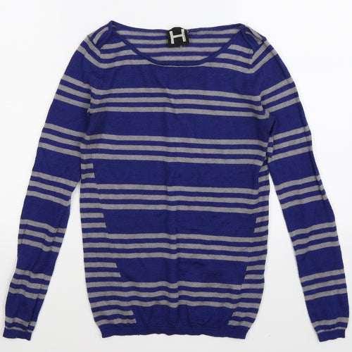 Bordeaux Womens Blue Striped Knit Pullover Jumper Size XS
