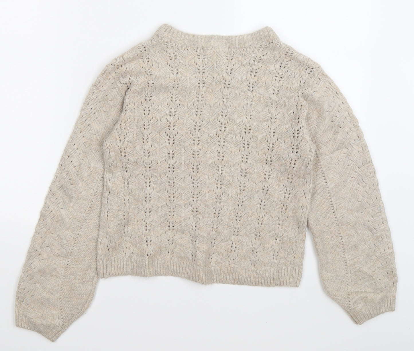 H&M Girls Beige Striped Knit Pullover Jumper Size 10-11 Years