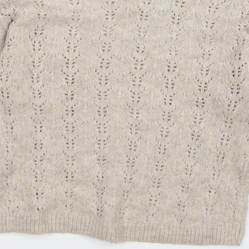 H&M Girls Beige Striped Knit Pullover Jumper Size 10-11 Years