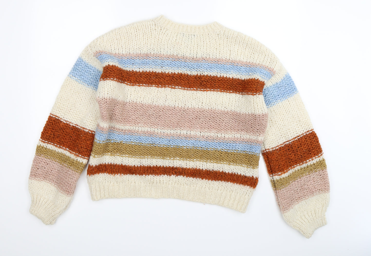 New Look Womens Beige Striped Knit Pullover Jumper Size L