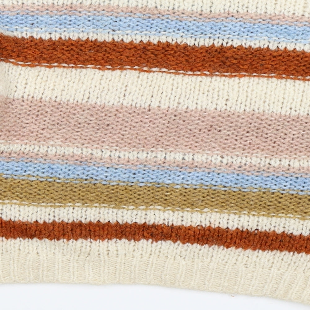 New Look Womens Beige Striped Knit Pullover Jumper Size L