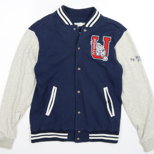 H&M Boys Blue Striped Jersey Varsity Jacket Jacket Size 14-15 Years  - ivy league