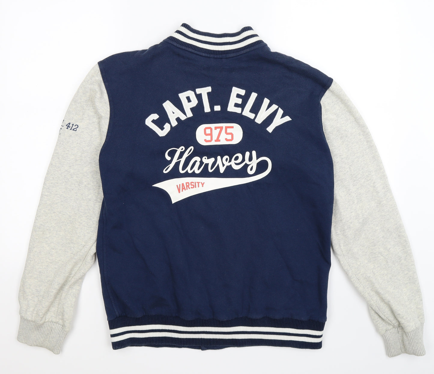 H&M Boys Blue Striped Jersey Varsity Jacket Jacket Size 14-15 Years  - ivy league