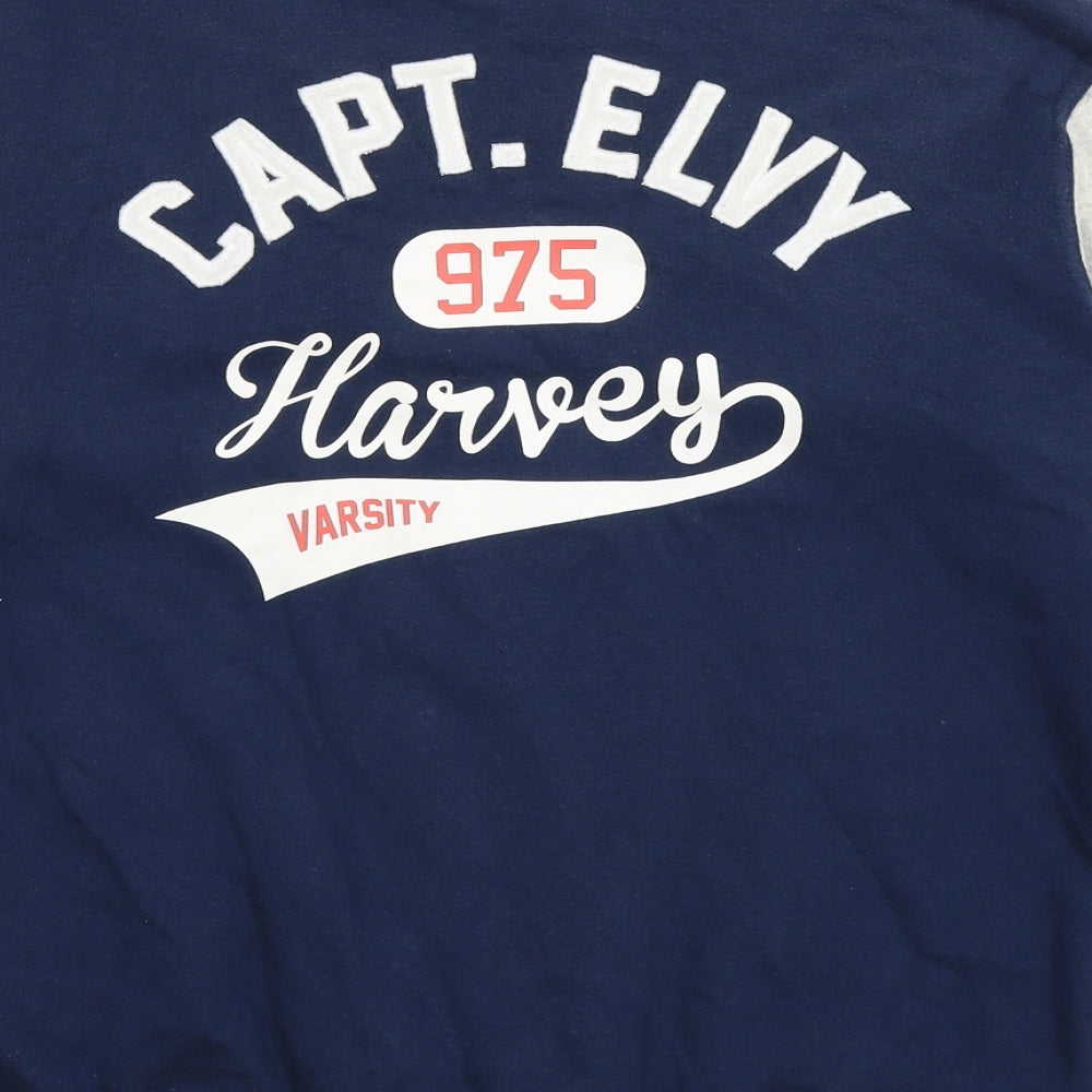 H&M Boys Blue Striped Jersey Varsity Jacket Jacket Size 14-15 Years  - ivy league