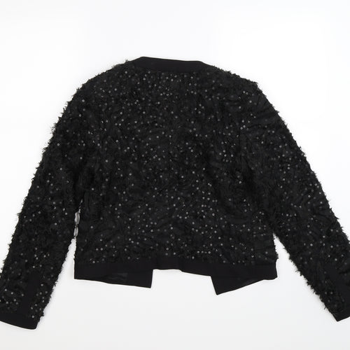 Bellissima Womens Black Floral  Jacket Blazer Size XS