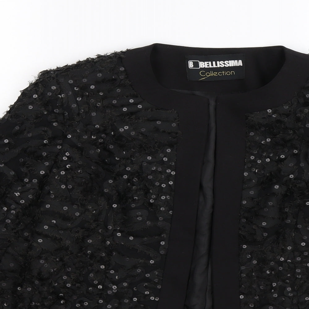 Bellissima Womens Black Floral  Jacket Blazer Size XS