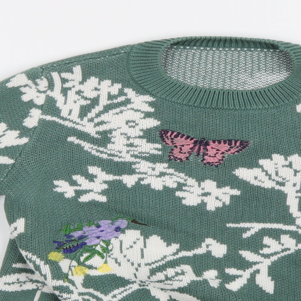 Marks and Spencer Womens Green Floral  Pullover Jumper Size 8