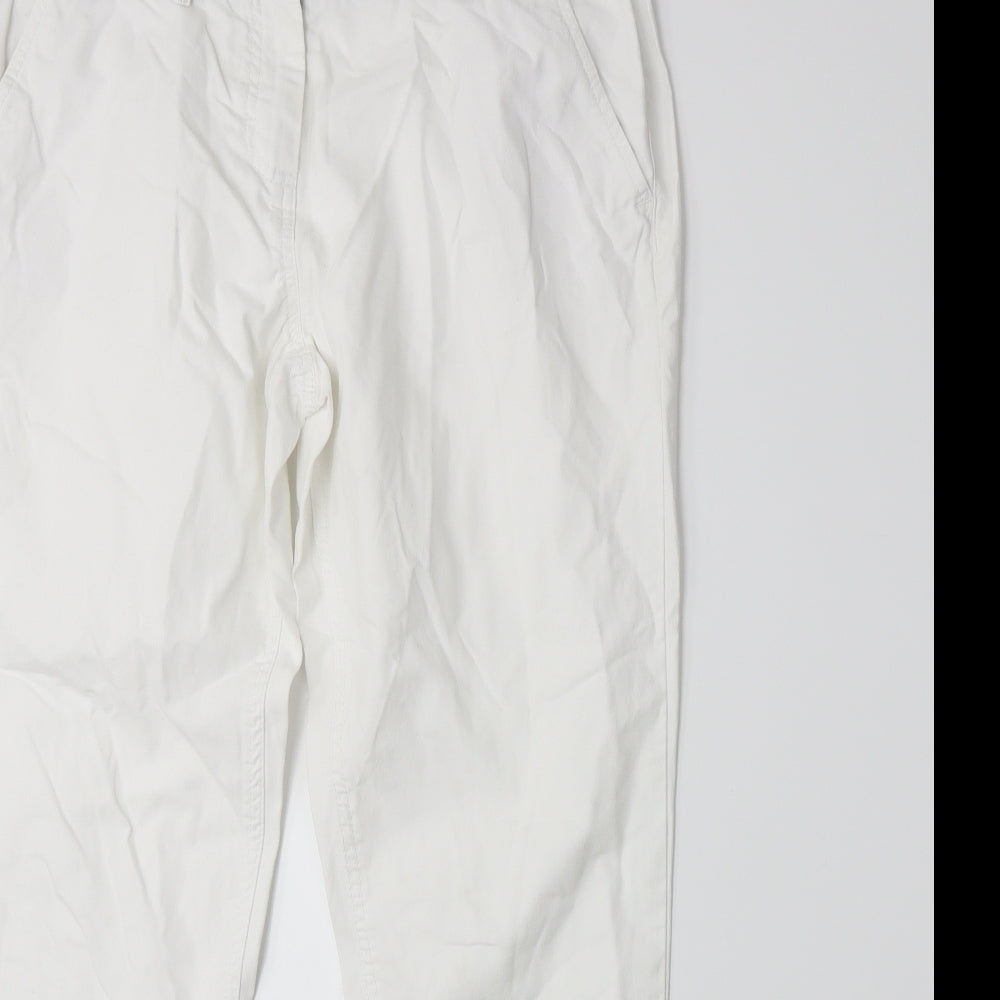 NEXT Womens White   Chino Trousers Size 14 L27 in