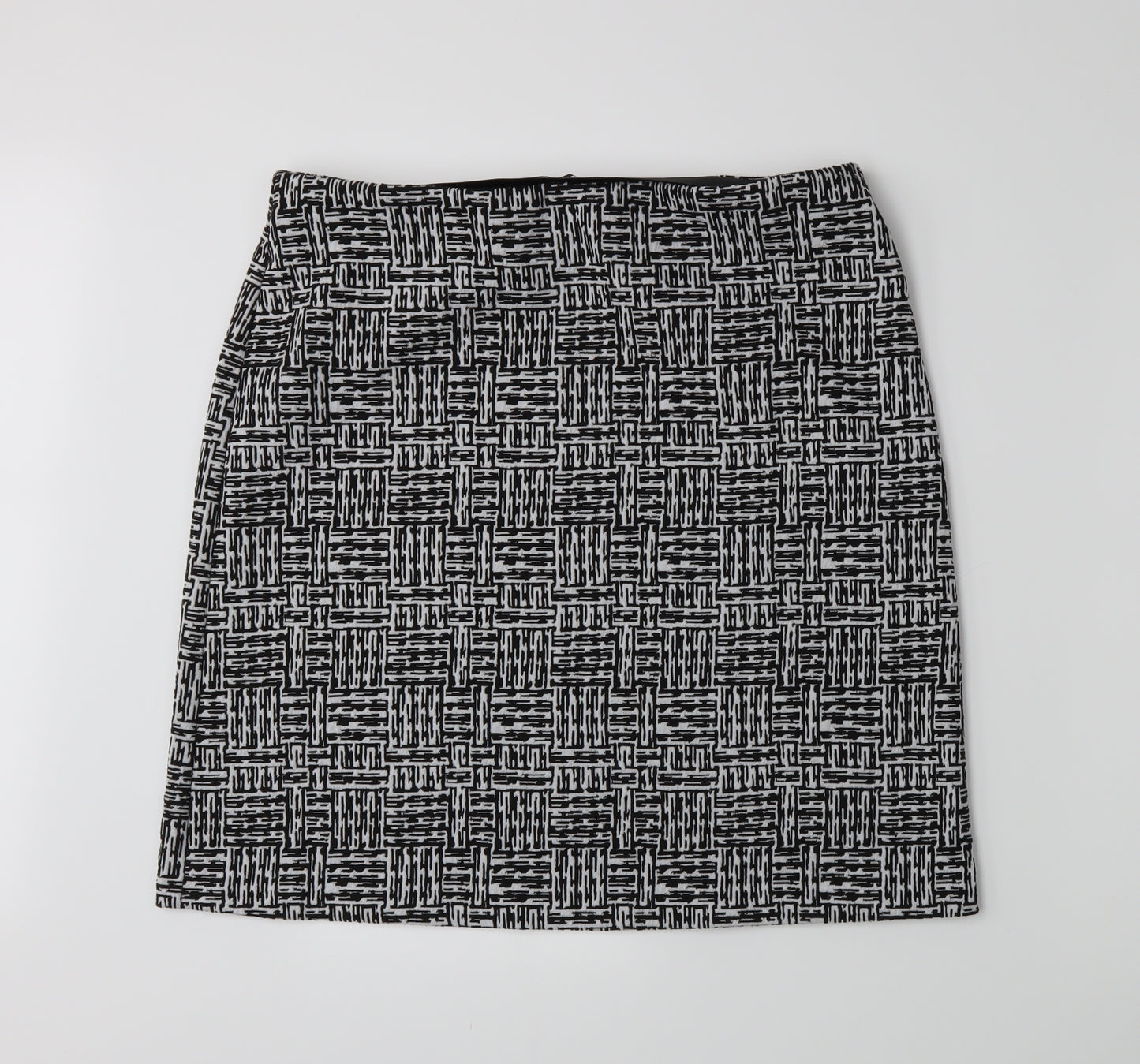 Marks and Spencer Womens Black Geometric  A-Line Skirt Size 16