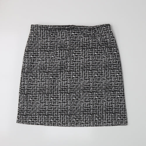 Marks and Spencer Womens Black Geometric  A-Line Skirt Size 16
